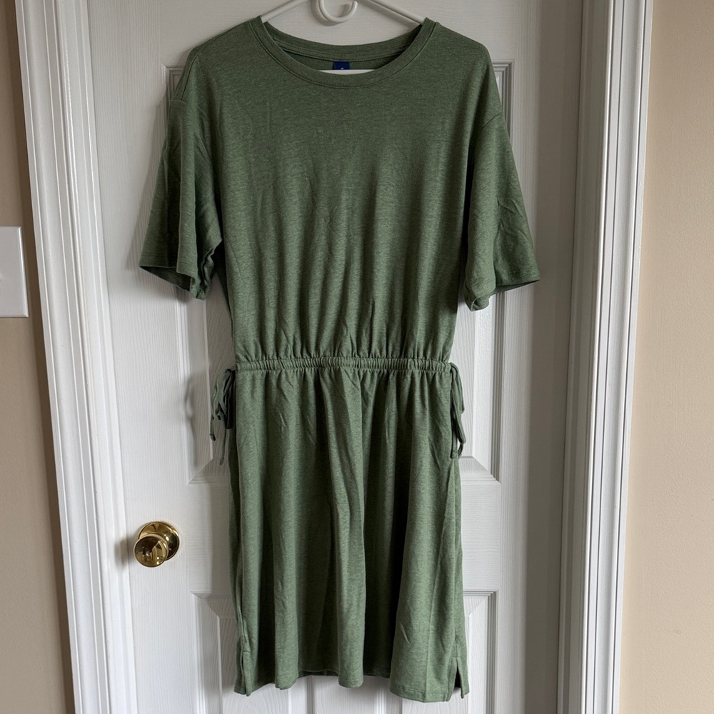 NWT Old Navy Olive Drawstring Waist Short Sleeve Mini Dress - Tall